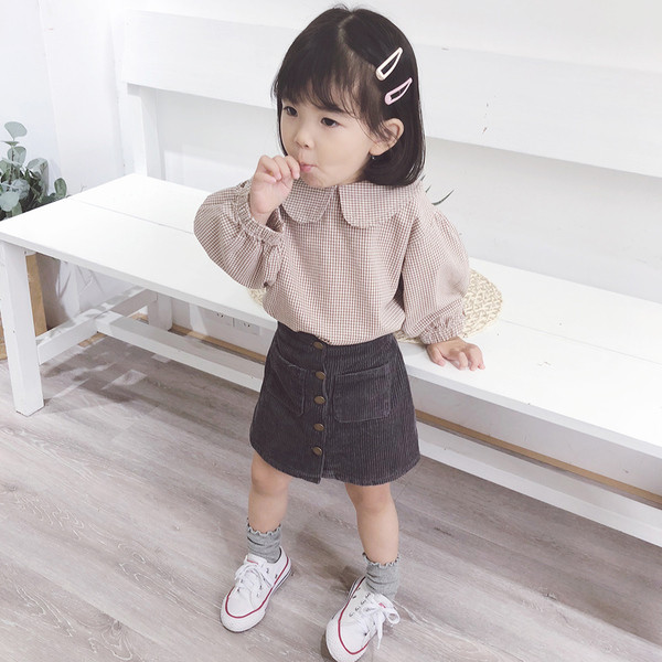 Cămașă pentru copii în carouri pentru fată în două culori