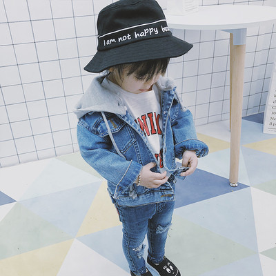 Denim παιδικό  μπουφάν για κορίτσια με τσέπες και κουκούλα