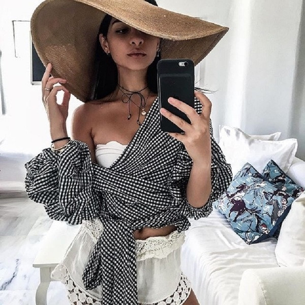 NOU Cămașă elegantă de damă cu mâneci lotus în două culori