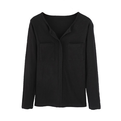 Дамска тънка риза с предни декоративни джобове в няколко цвята