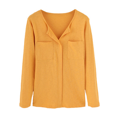 Дамска тънка риза с предни декоративни джобове в няколко цвята