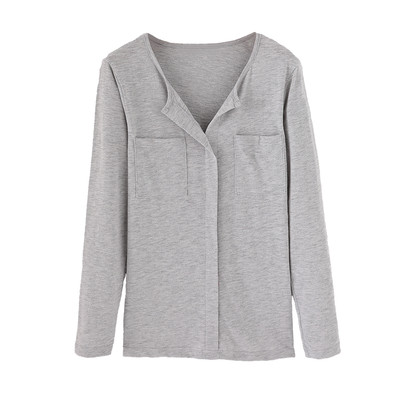 Дамска тънка риза с предни декоративни джобове в няколко цвята