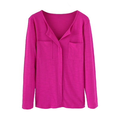 Дамска тънка риза с предни декоративни джобове в няколко цвята