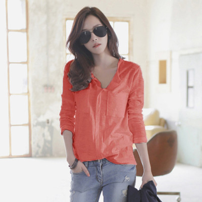 Дамска тънка риза с предни декоративни джобове в няколко цвята