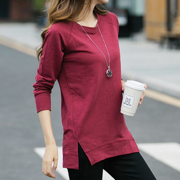 Μακρύ γυναικεία  μπλούζα με πλευρικές σχισμές