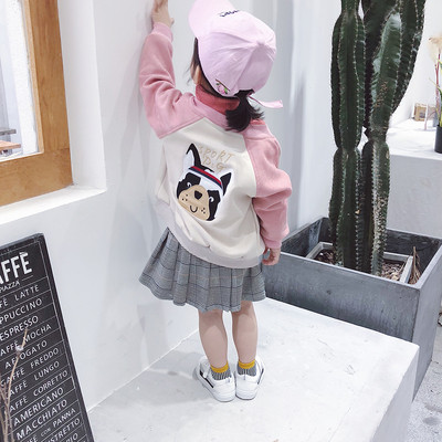 Μοντέρνο παιδικό μπουφάν για κορίτσια με κεντήματα σε τρία χρώματα