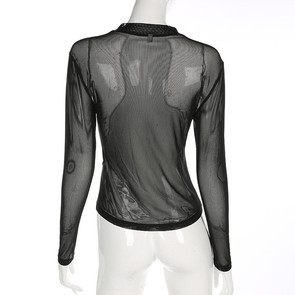 Bluză de damă elegantă din plasă, cu un element de petice colorate