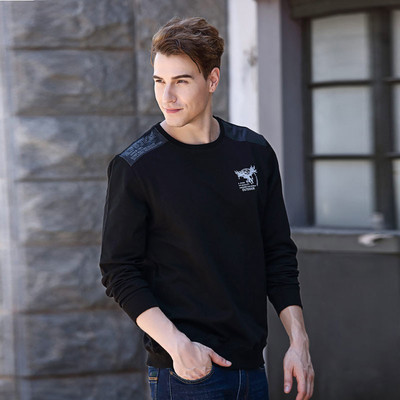 Мъжка стилна блуза с мини надпис и щампа - два модела