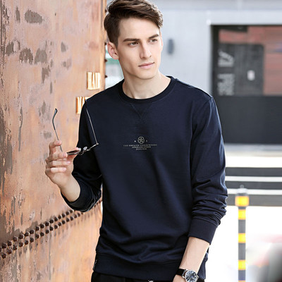 Мъжка стилна блуза с мини надпис и щампа - два модела