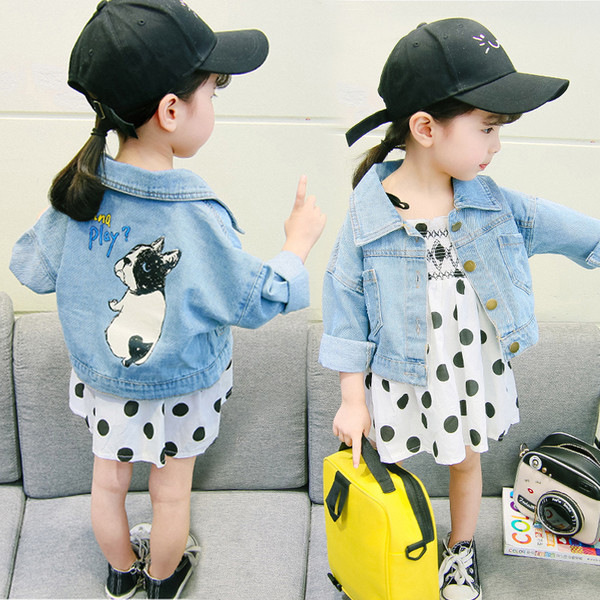 Παιδικό μπουφάν τζην για κορίτσια με ανοιχτό χρώμα