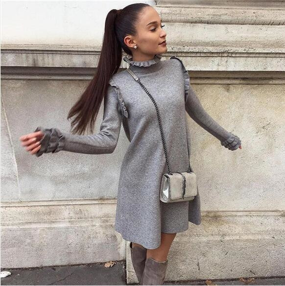 ΝΕΟ Κομψό, υψηλό κολάρο κυρίες φόρεμα σε διάφορα χρώματα