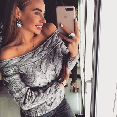 Κομψό γυναικείο πουλόβερ  με ανοιχτούς ώμους σε διάφορα χρώματα