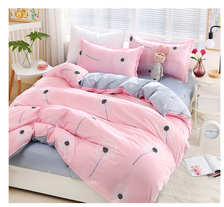 Памучен спален комплект от четири части с десен глухарчета