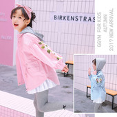 Μοντέρνο μπουφάν με κουκούλα και κέντημα στα μανίκια σε διάφορα χρώματα