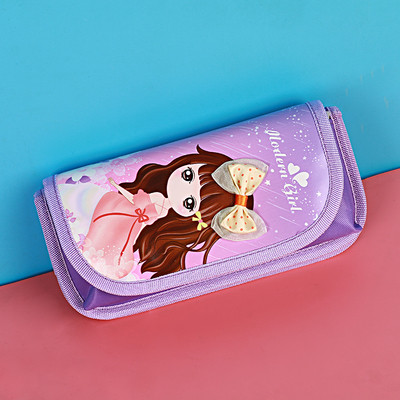 Детски несесер за моливи с апликация и панделка в четири цвята