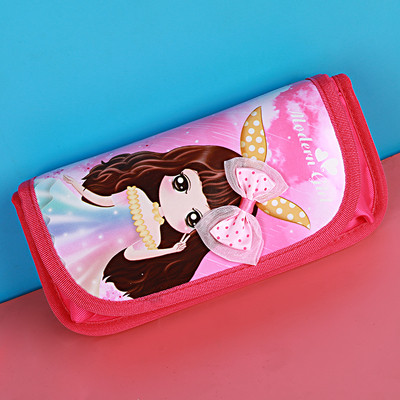 Детски несесер за моливи с апликация и панделка в четири цвята