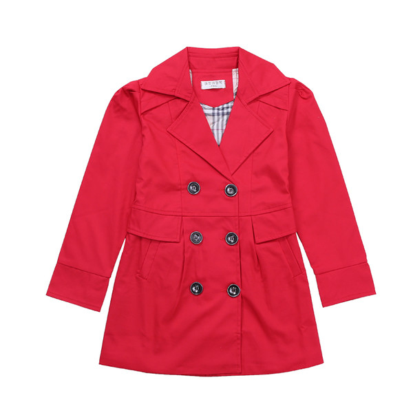 Κομψό παιδικό παλτό με κολάρο σε σχήμα V και κουμπιά στοιχείων σε διάφορα χρώματα
