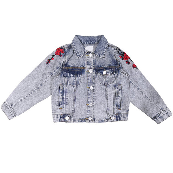 Μοντέρνο παιδικό τζιν μπουφάν με έγχρωμο κέντημα