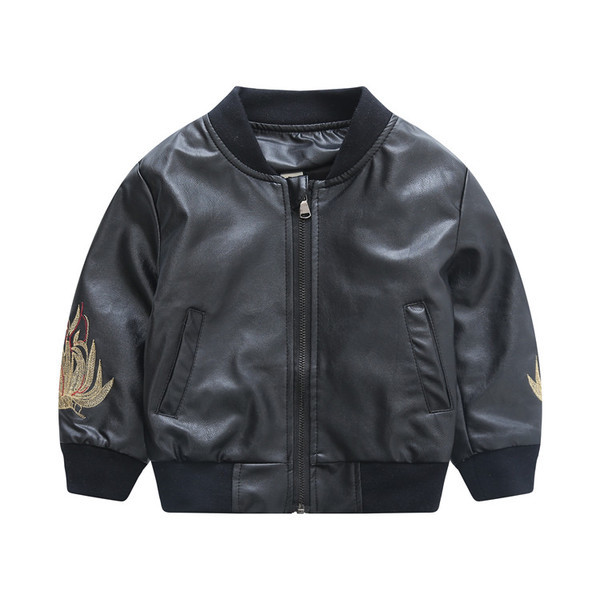 Детско кожено яке с апликация за момчета