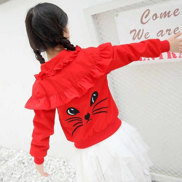 Μοντέρνο μπουφάν για κορίτσια με πολύχρωμη εφαρμογή στην πλάτη σε διάφορα χρώματα