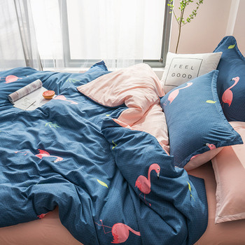 Луксозно памучно спално бельо с десен фламинго - три цвята