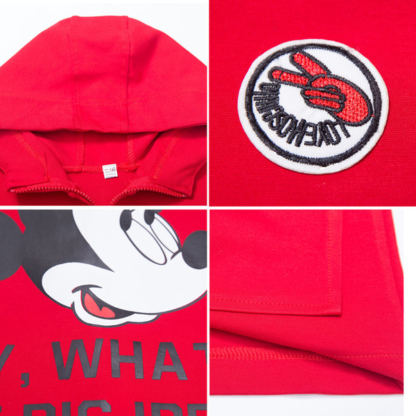 Αθλητικό casual μπουφάν για κορίτσια με κουκούλα και πολύχρωμη εφαρμογή στην πλάτη σε δύο χρώματα