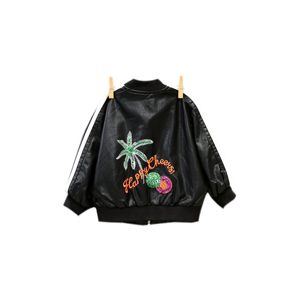 Детско кожено яке с флорални мотиви за момчета