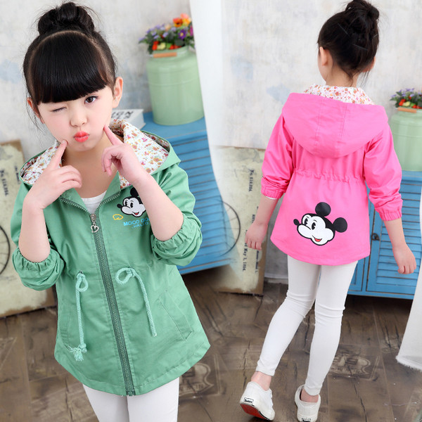 Μοντέρνο μπουφάν για κορίτσια με κουκούλα και πολύχρωμη εφαρμογή σε διάφορα χρώματα