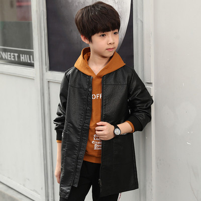 Детско дълго яке в черен цвят за момчета