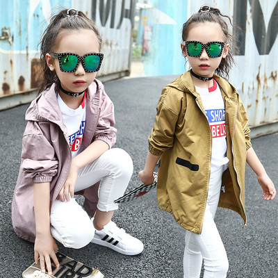 Модерно детско яке за момичета асиметричен модел в няколко цвята 
