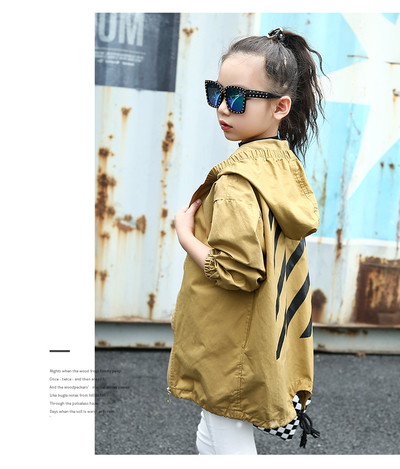 Μοντέρνο παιδικό μπουφάν  για κορίτσια ασύμμετρη μοτίβο σε διάφορα χρώματα