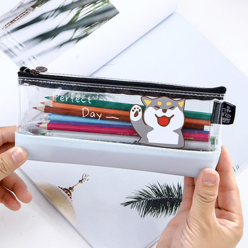 Несесер за моливи с прозрачни мотиви и апликация в четири цвята