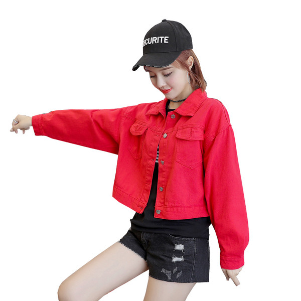 Дамско дънково яке с кръстосани връзки в три цвята