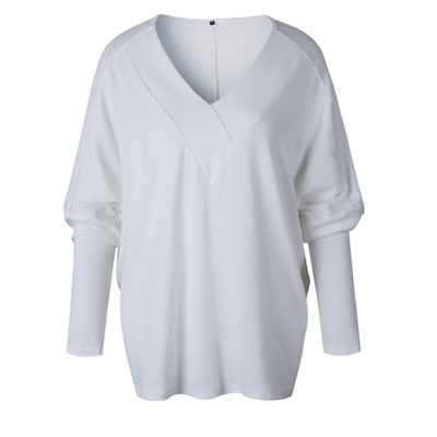 Μοντέρνα γυναικεία μπλούζα με ντεκολτέ σε σχήμα V σε δύο χρώματα