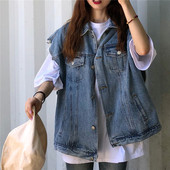 Γυναικείο τζιν γιλέκο  - ευρύ μοτίβο