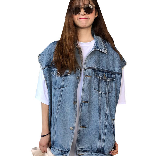 Γυναικείο τζιν γιλέκο  - ευρύ μοτίβο