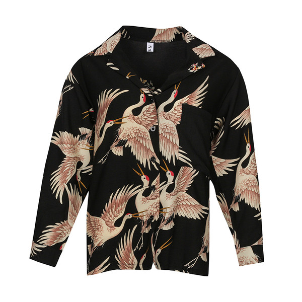 Cămașă modernă de damă în negru cu model