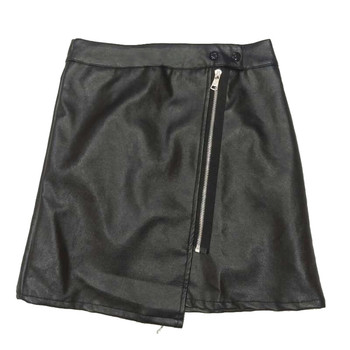 Κυρίες δερμάτινη φούστα με υψηλή μέση και φερμουάρ