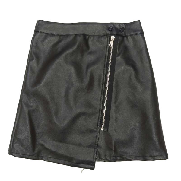 Κυρίες δερμάτινη φούστα με υψηλή μέση και φερμουάρ