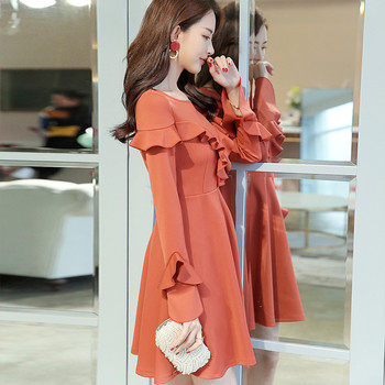 Νέο μοντέλο γυναικείο φόρεμα με μακριά μανίκια σε τρία χρώματα