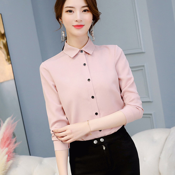 Cămașă de șifon de damă cu mâneci lungi