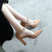 Pantofi dama din piele intoarsa cu toc inalt in patru culori