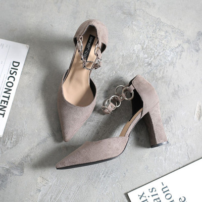 Pantofi dama din piele intoarsa cu toc inalt in patru culori