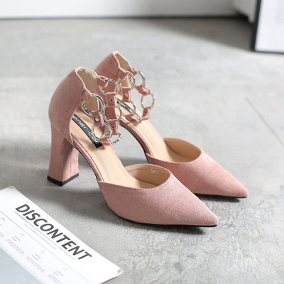 Pantofi dama din piele intoarsa cu toc inalt in patru culori