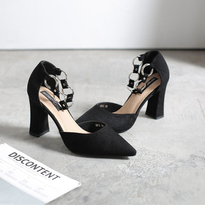 Pantofi dama din piele intoarsa cu toc inalt in patru culori