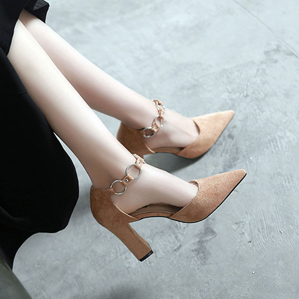 Pantofi dama din piele intoarsa cu toc inalt in patru culori