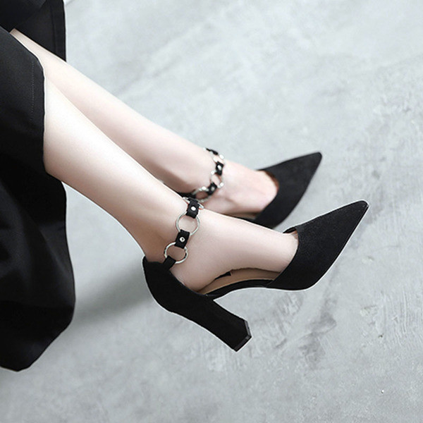 Pantofi dama din piele intoarsa cu toc inalt in patru culori