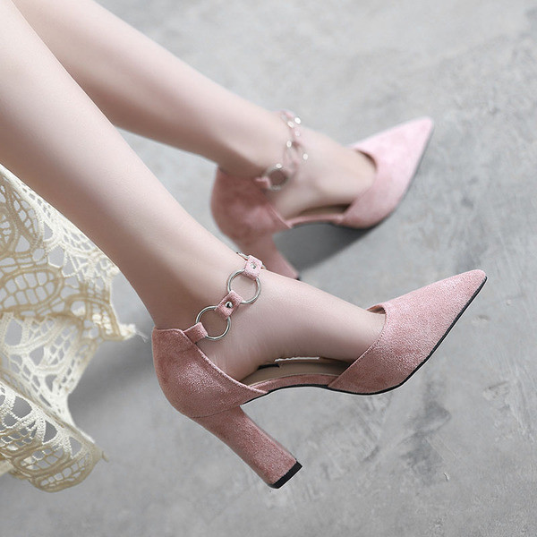 Pantofi dama din piele intoarsa cu toc inalt in patru culori