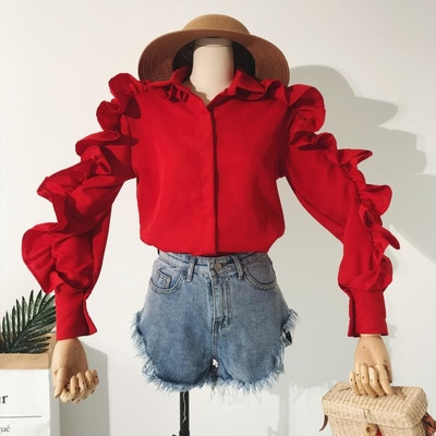 Stílusos női ing fehér, fekete és piros színben