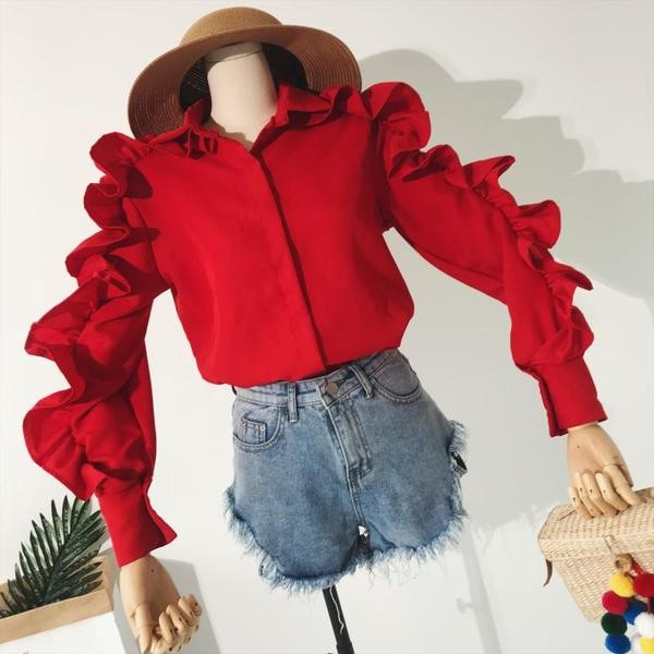 Stílusos női ing fehér, fekete és piros színben